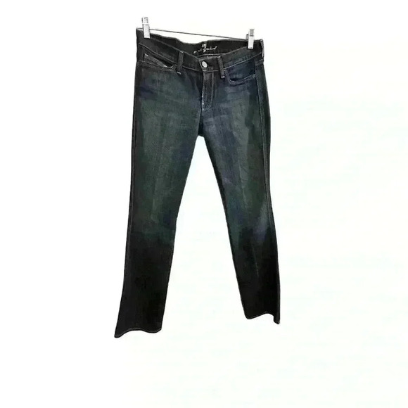 7 For All Mankind Women's Bootcut Jeans Size 28 Dark Blue Stretch Denim - Picture 15 of 16